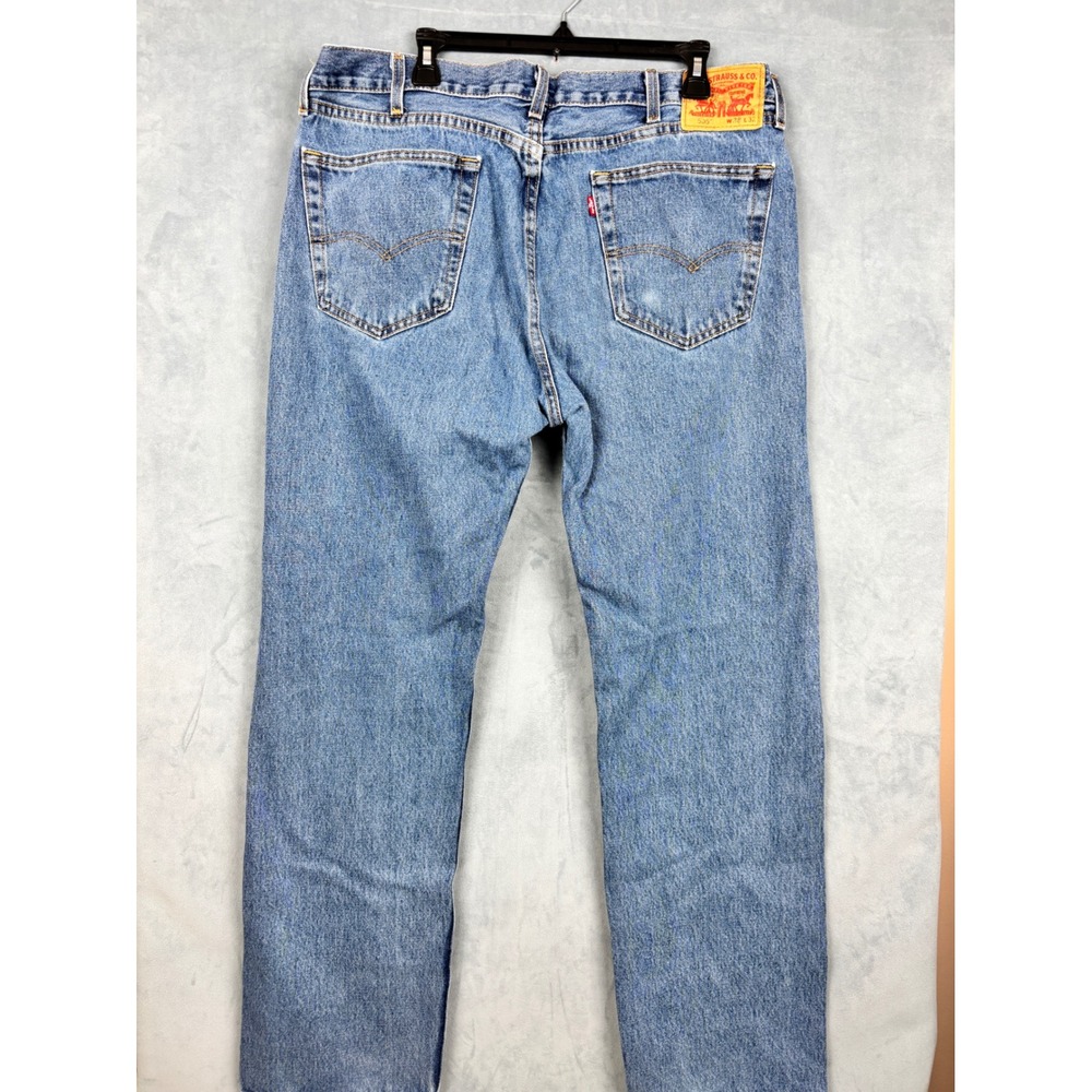Levis 505 Regular Fit Straight Leg Jeans Medium Wash Blue W38 L32 Mens Denim